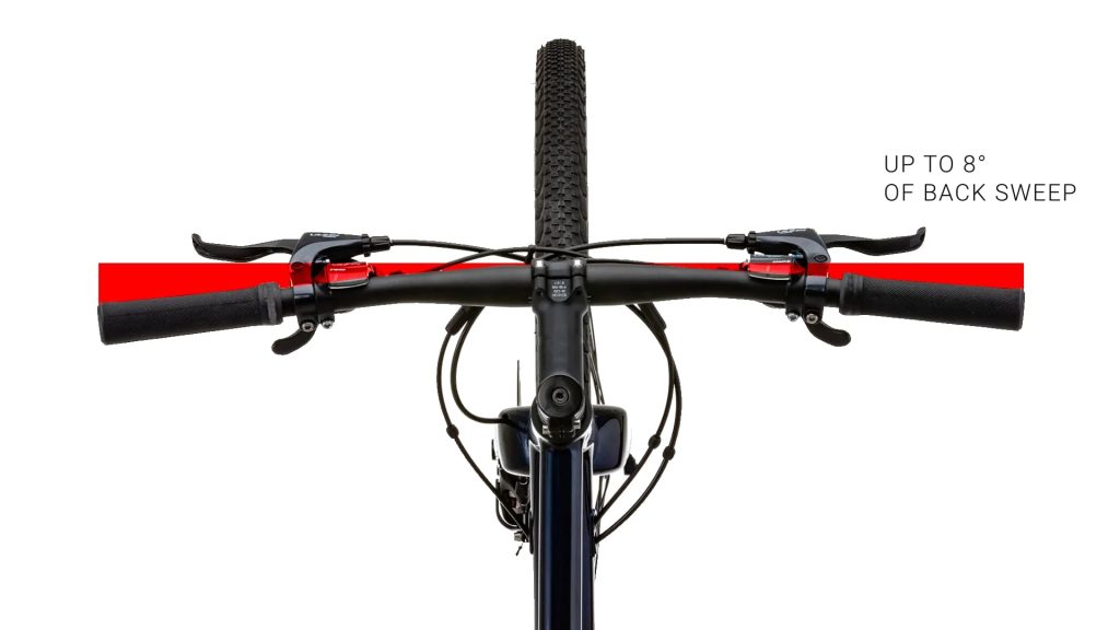 bicycle handlebars for comfort on standard bike up to 8 degrees of back sweep