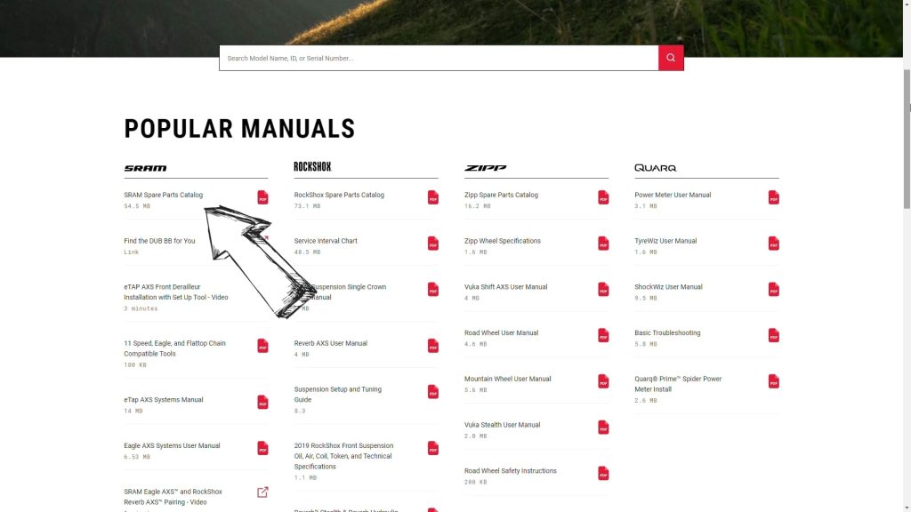 Open Sram spare parts catalogue to find the code for jockey wheels