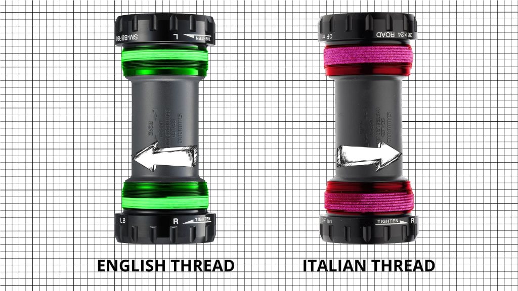 bike bottom bracket "English thread" and "Italian thread"