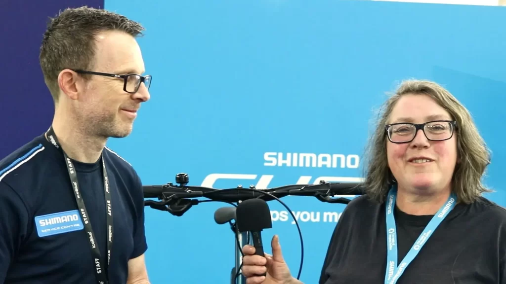 Julian Trasher epxlain the benefits of a new shimano gropset called Cues in the interview with Mary Clark