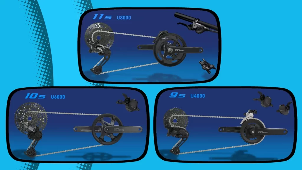 3 tiers of the the new shimano groupset