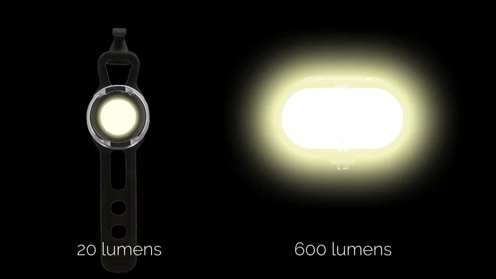 different amount of lumens in bike lights