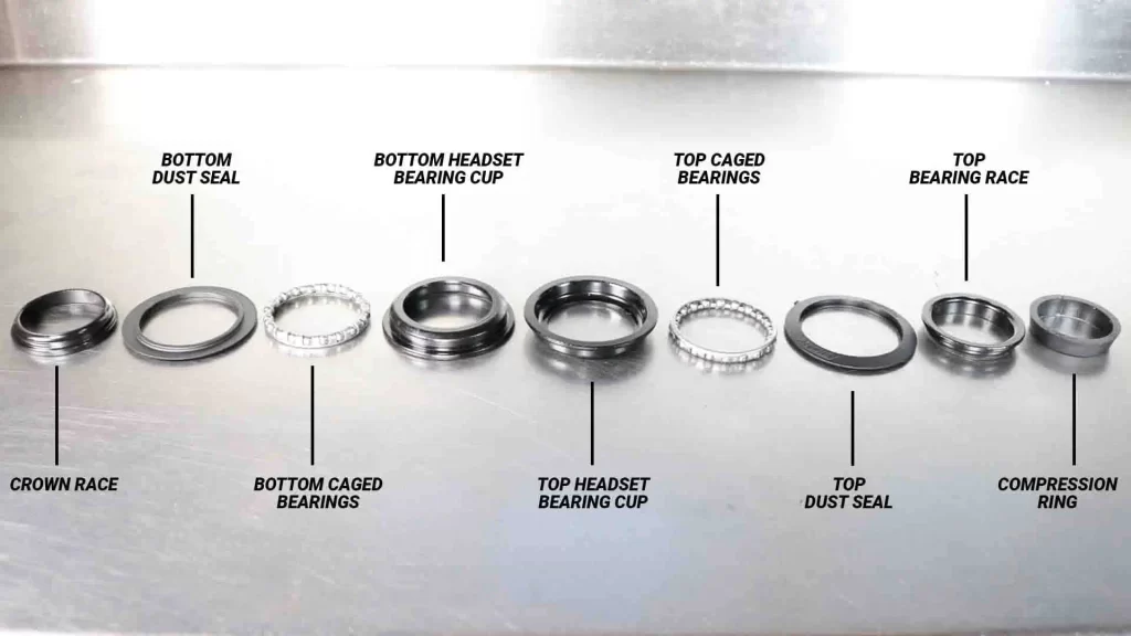 parts of semi integrated bike headset types with caged bearings